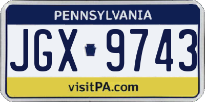 PA license plate JGX9743