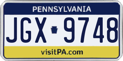 PA license plate JGX9748