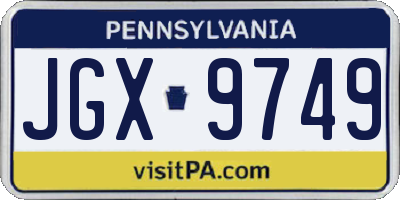 PA license plate JGX9749