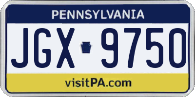 PA license plate JGX9750