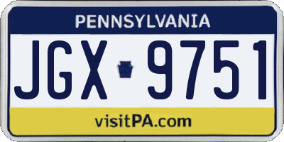 PA license plate JGX9751
