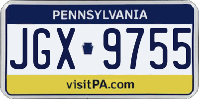 PA license plate JGX9755