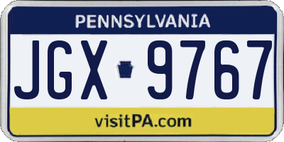 PA license plate JGX9767