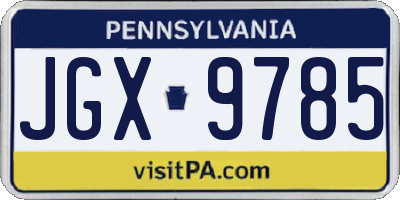 PA license plate JGX9785