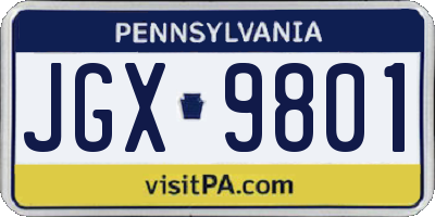 PA license plate JGX9801