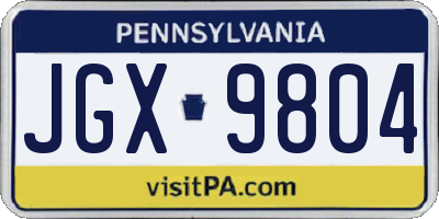 PA license plate JGX9804