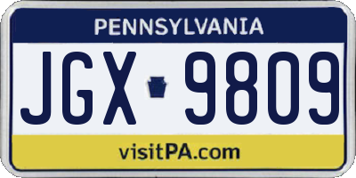 PA license plate JGX9809