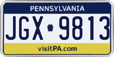 PA license plate JGX9813
