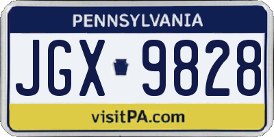 PA license plate JGX9828