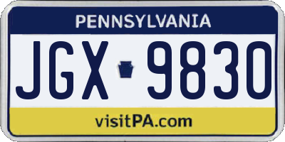 PA license plate JGX9830