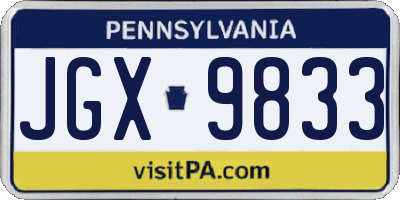 PA license plate JGX9833