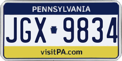 PA license plate JGX9834