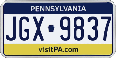 PA license plate JGX9837