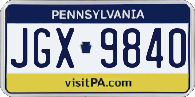 PA license plate JGX9840