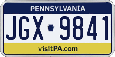 PA license plate JGX9841
