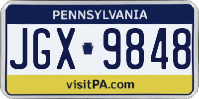 PA license plate JGX9848