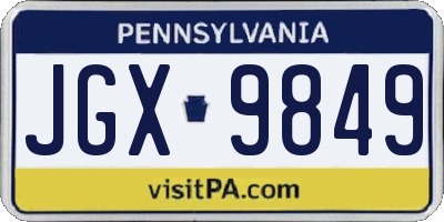 PA license plate JGX9849