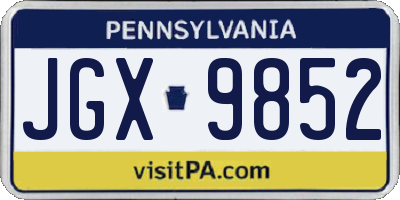 PA license plate JGX9852