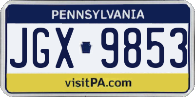 PA license plate JGX9853