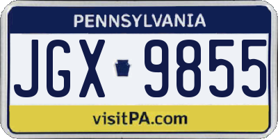 PA license plate JGX9855