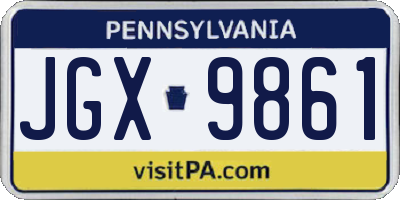 PA license plate JGX9861