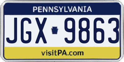 PA license plate JGX9863