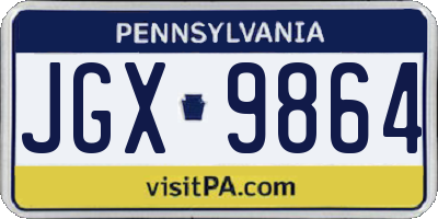 PA license plate JGX9864