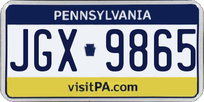 PA license plate JGX9865