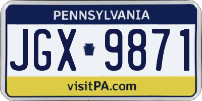 PA license plate JGX9871