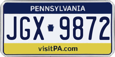 PA license plate JGX9872