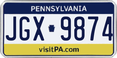 PA license plate JGX9874