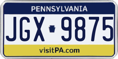 PA license plate JGX9875