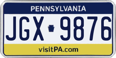 PA license plate JGX9876