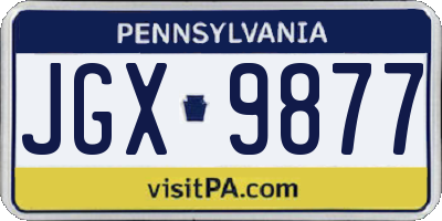 PA license plate JGX9877
