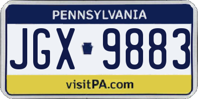 PA license plate JGX9883