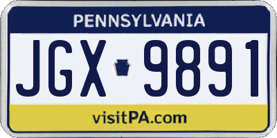 PA license plate JGX9891