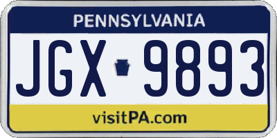 PA license plate JGX9893