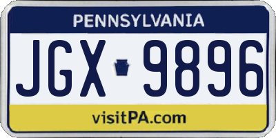 PA license plate JGX9896