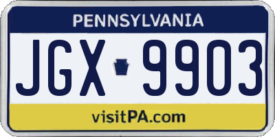 PA license plate JGX9903