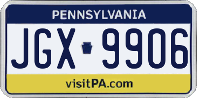 PA license plate JGX9906