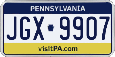 PA license plate JGX9907