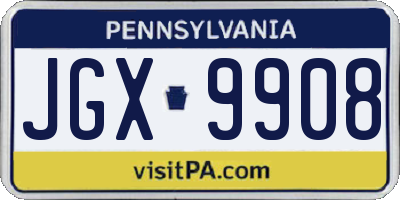 PA license plate JGX9908