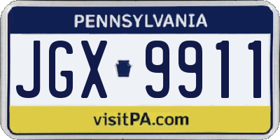 PA license plate JGX9911