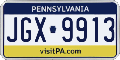 PA license plate JGX9913
