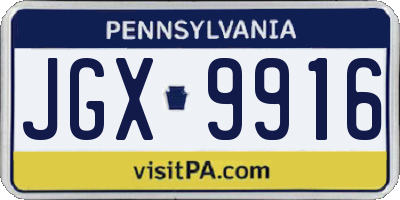 PA license plate JGX9916