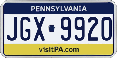 PA license plate JGX9920