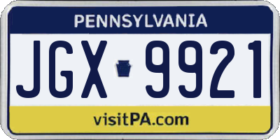 PA license plate JGX9921
