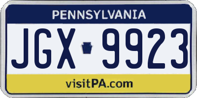 PA license plate JGX9923