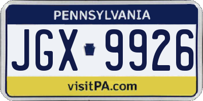 PA license plate JGX9926