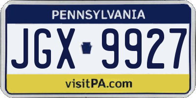 PA license plate JGX9927